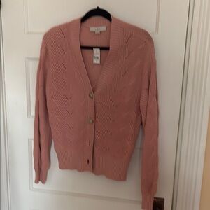 NEW LOFT Soft Pink Cardigan Sweater. Size M.